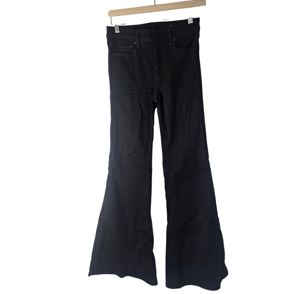 American Eagle Festival Flare Jeans Women 4 Black Denim Stretch Retro Boho 70s